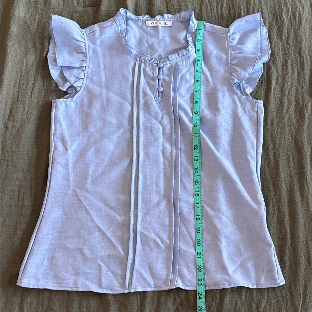 Light Blue Ruffle Sleeve Top - Picture 5 of 5
